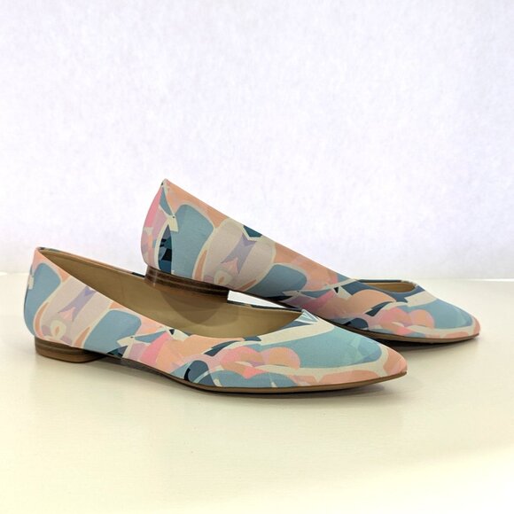 NIB Nine West Onlee 2 Multicolor Fabric Pointed Toe Flats. Size 8.5 M - Picture 2 of 6